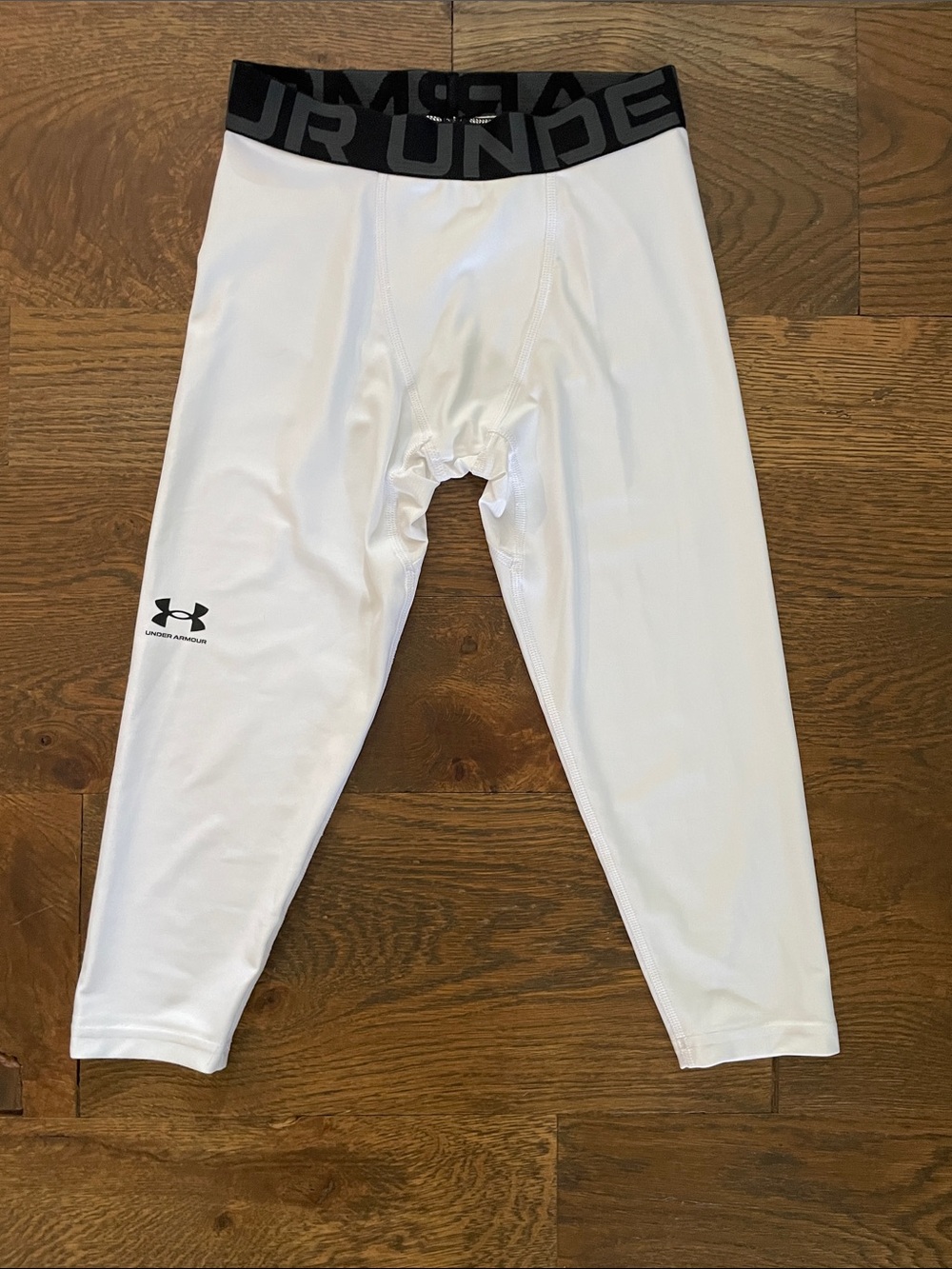 Under Armour White and Black Kids' Compression Leggings